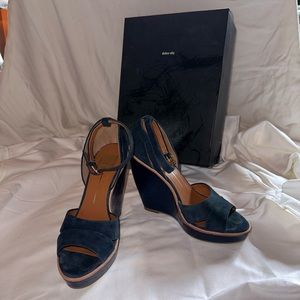 NEW ⭐️ DOLCE VITA BLUE SUEDE WEDGES ANKLE STRAP 🩷 SIZE 8 navy cork wedge comfy